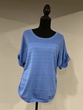 Apt. 9 Light Blue Short Sleeve Ribbed Knit Top